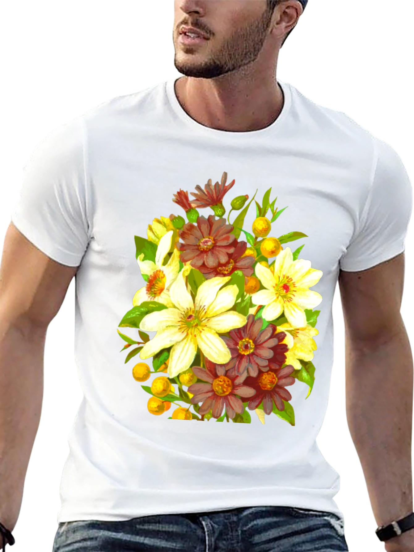 Floral Bouquet Graphic Black T-Shirt