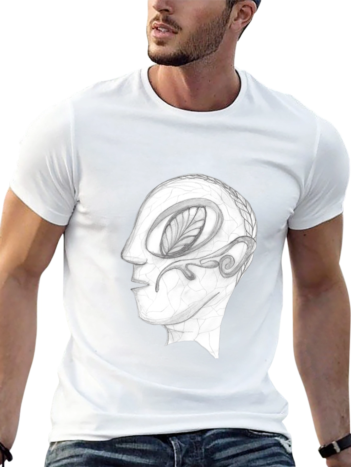 Abstract Head Graphic Tee - Black