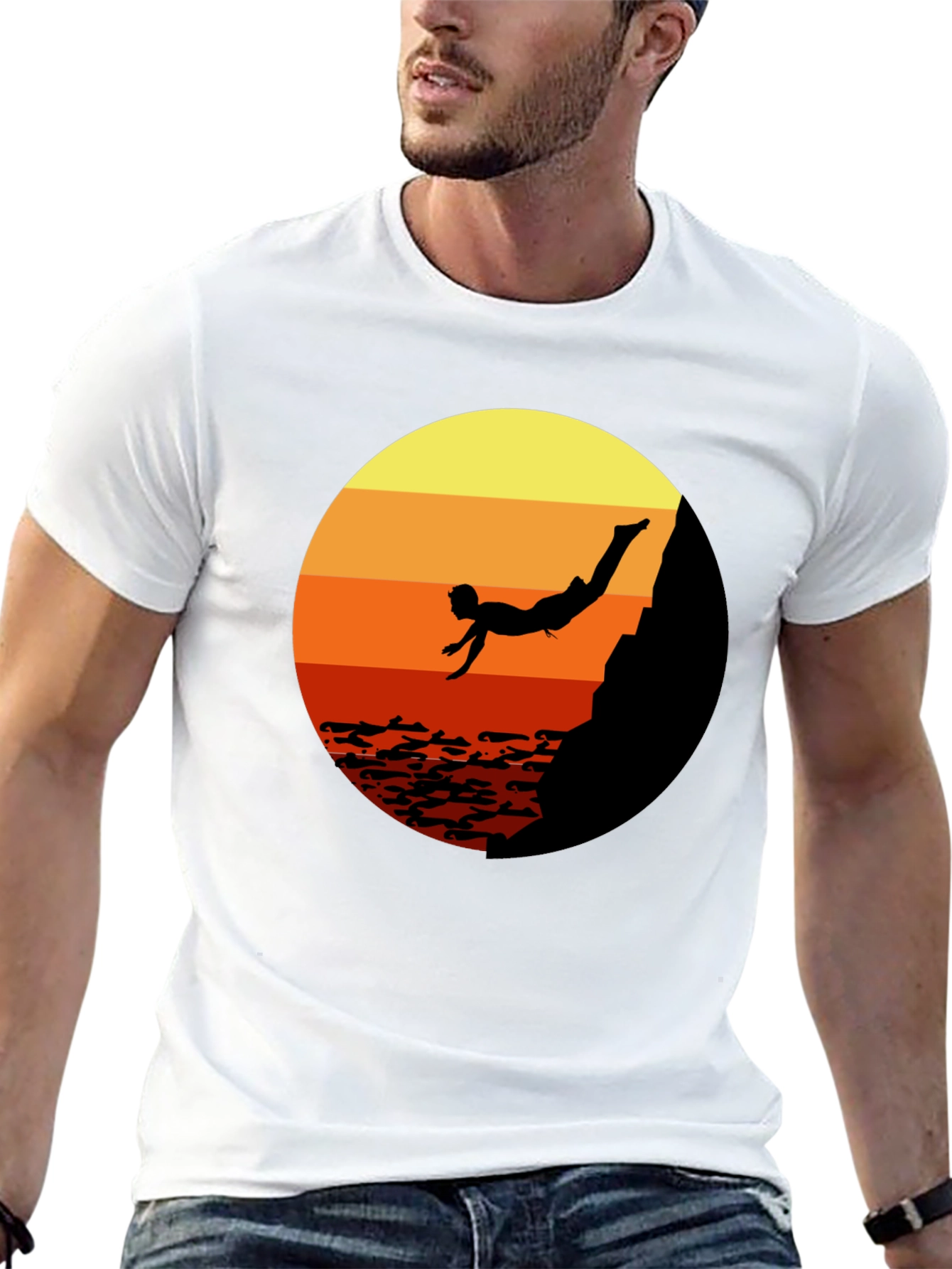 Cliff Diver Graphic Tee - Sunset Design