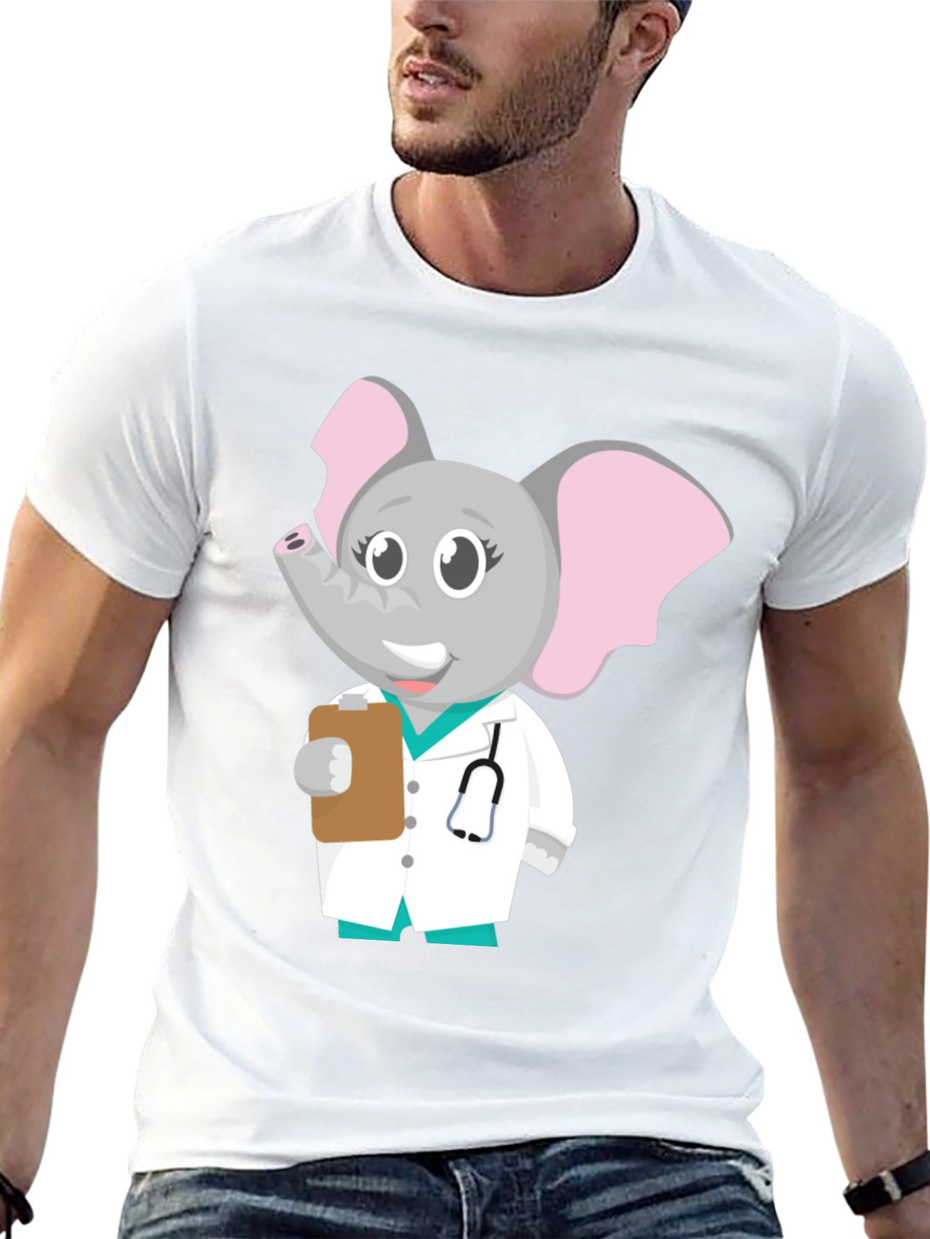 Cartoon Elephant Doctor T-Shirt