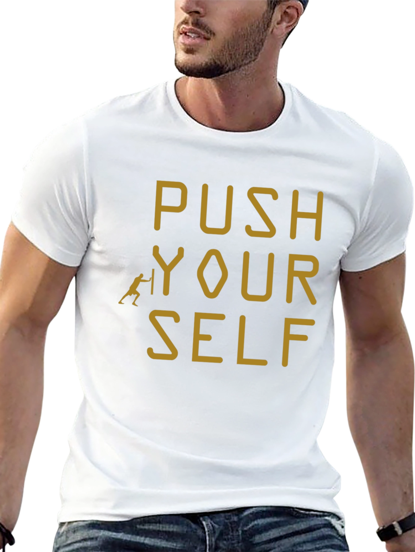 Push Yourself Black T-Shirt - Motivational Design