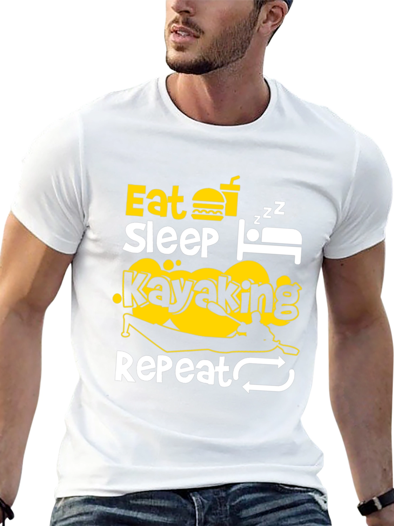Eat Sleep Kayaking Repeat Black T-Shirt