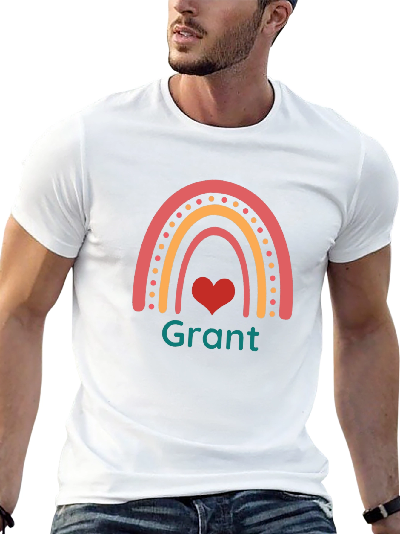 Rainbow Heart Personalized T-Shirt - Grant
