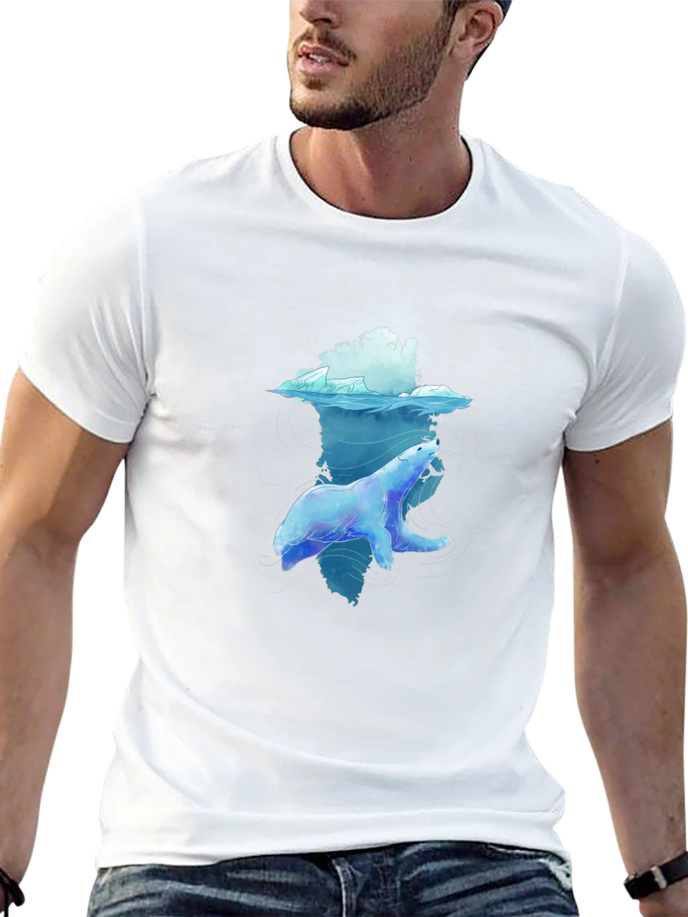 Polar Bear Graphic Tee - Black Crew Neck T-Shirt