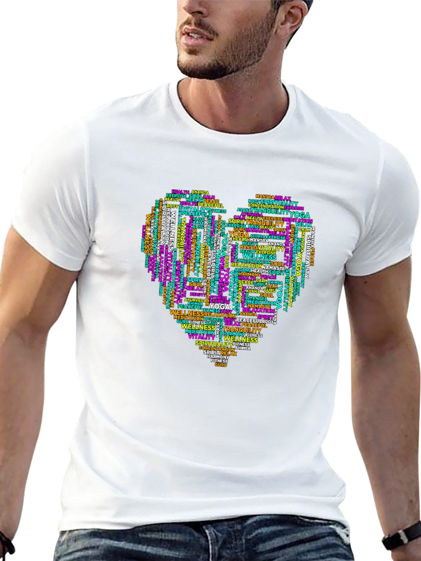 Yoga Word Art Heart T-Shirt