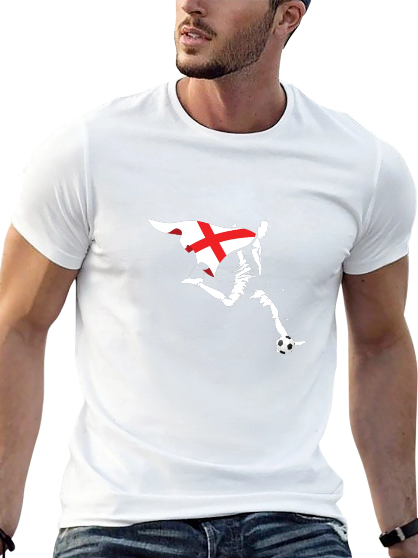 England Flag Soccer T-Shirt - Black