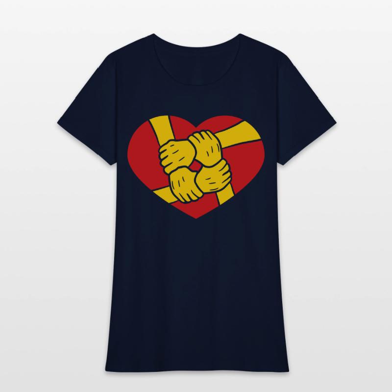 logo heart symbol 4 friends hands holding team cre