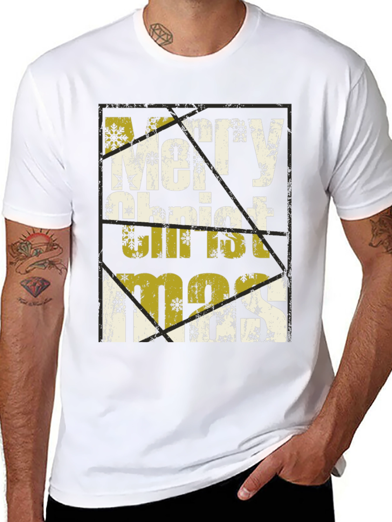 Merry Christmas Graphic Print Black T-Shirt