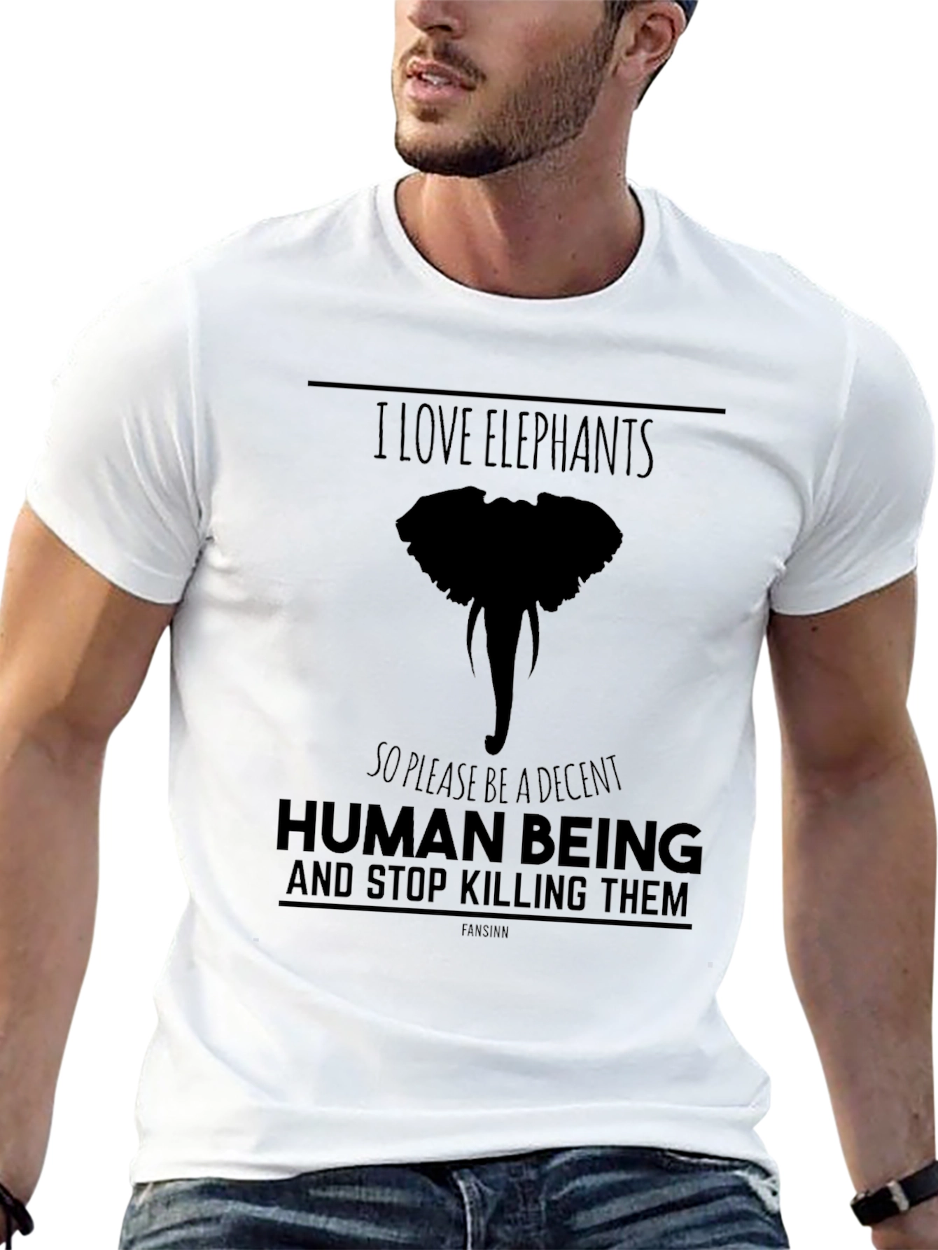 I Love Elephants Graphic T-Shirt - Black