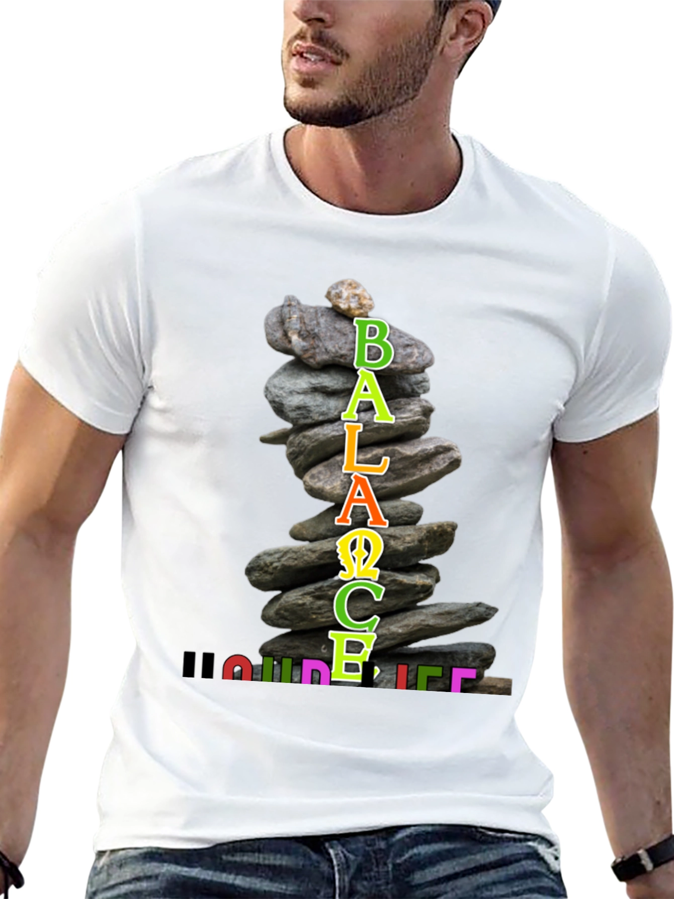 Balance Your Life T-Shirt Zen Stacked Stone Design