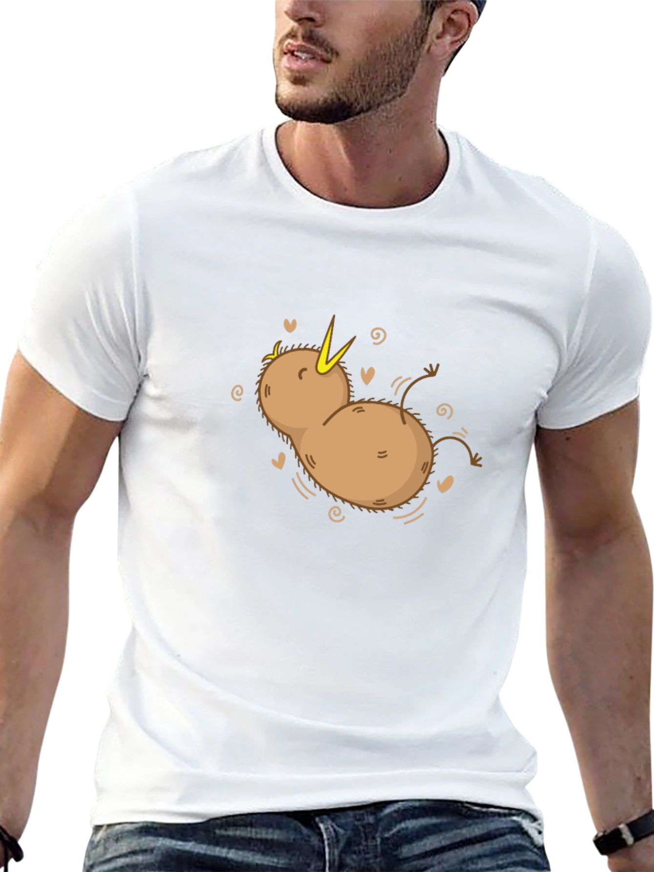 Kiwi Bird Cartoon T-Shirt - Black Cotton Tee