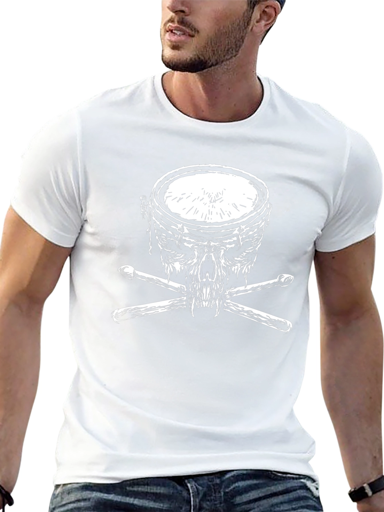 Drum Skull Graphic Tee - Rock & Roll T-Shirt