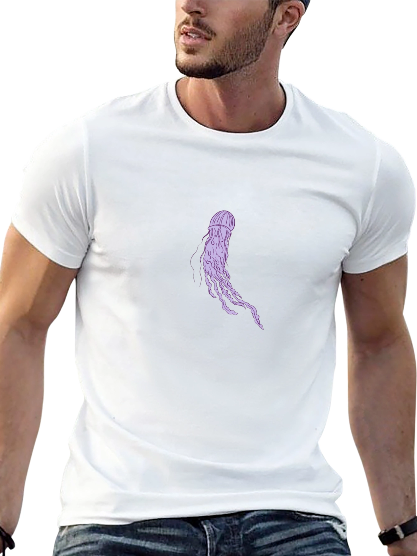 Jellyfish Graphic Tee - Black Cotton Casual T-Shirt