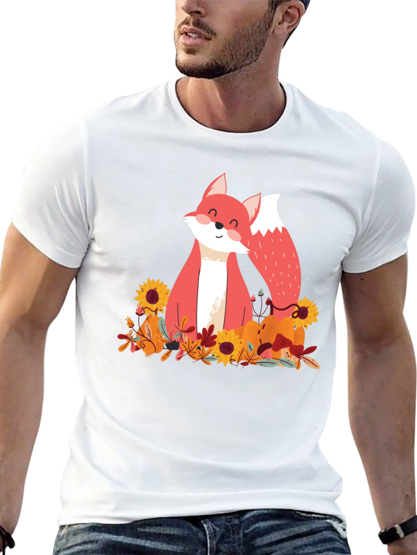 Autumn Fox Graphic Tee - Unisex Black T-Shirt