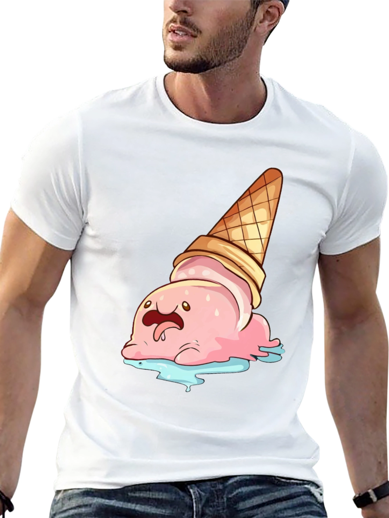 Cartoon Ice Cream Cone T-Shirt - Black