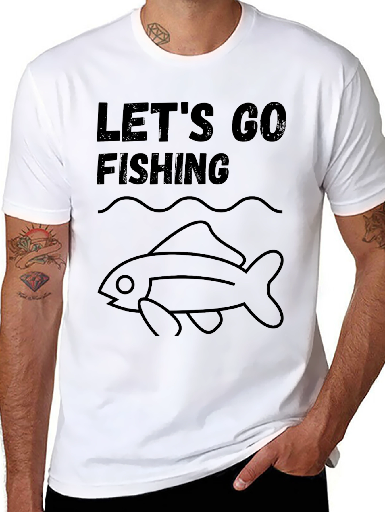 Lets Go Fishing Graphic Tee - Black