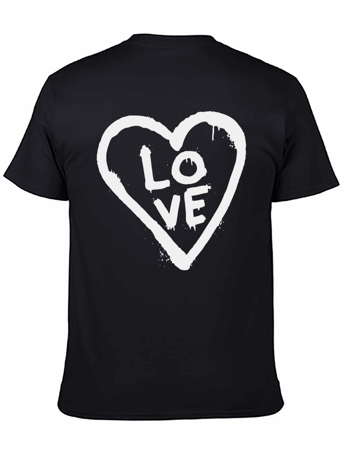 Love Heart Graphic Black T-Shirt