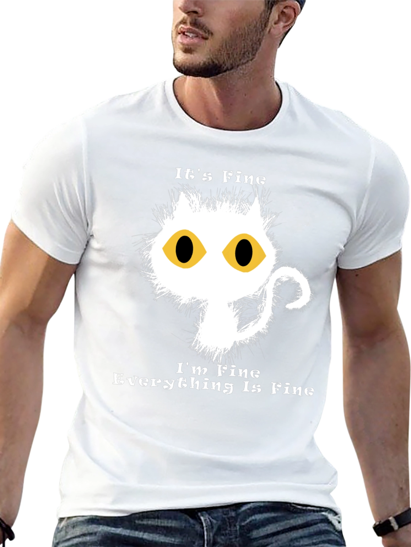 Its Fine Cat Graphic T-Shirt - Funny Novelty Tee