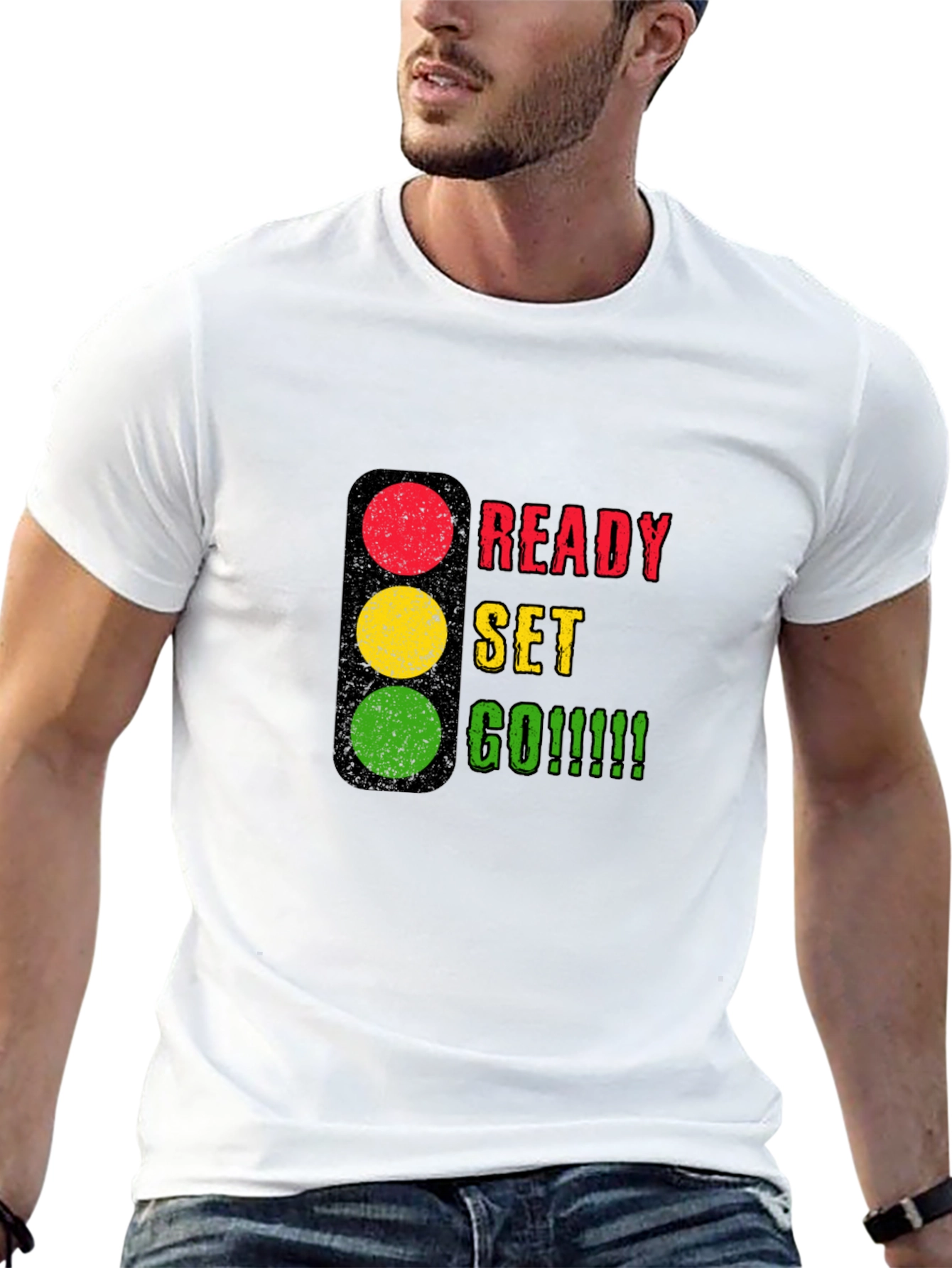 Ready Set Go Graphic Tee - Black Cotton T-Shirt