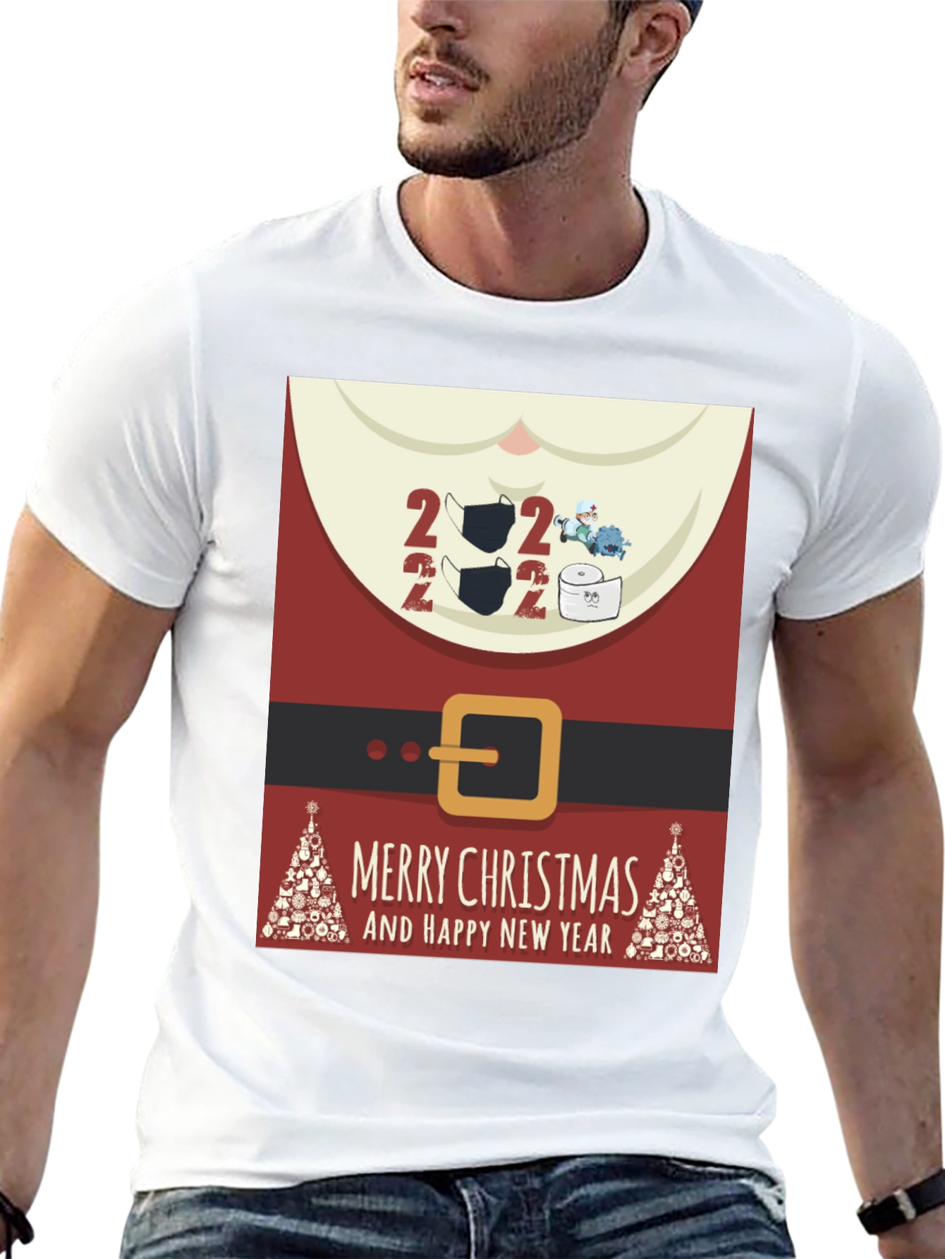 Festive 2022 Masked Santa Christmas T-Shirt