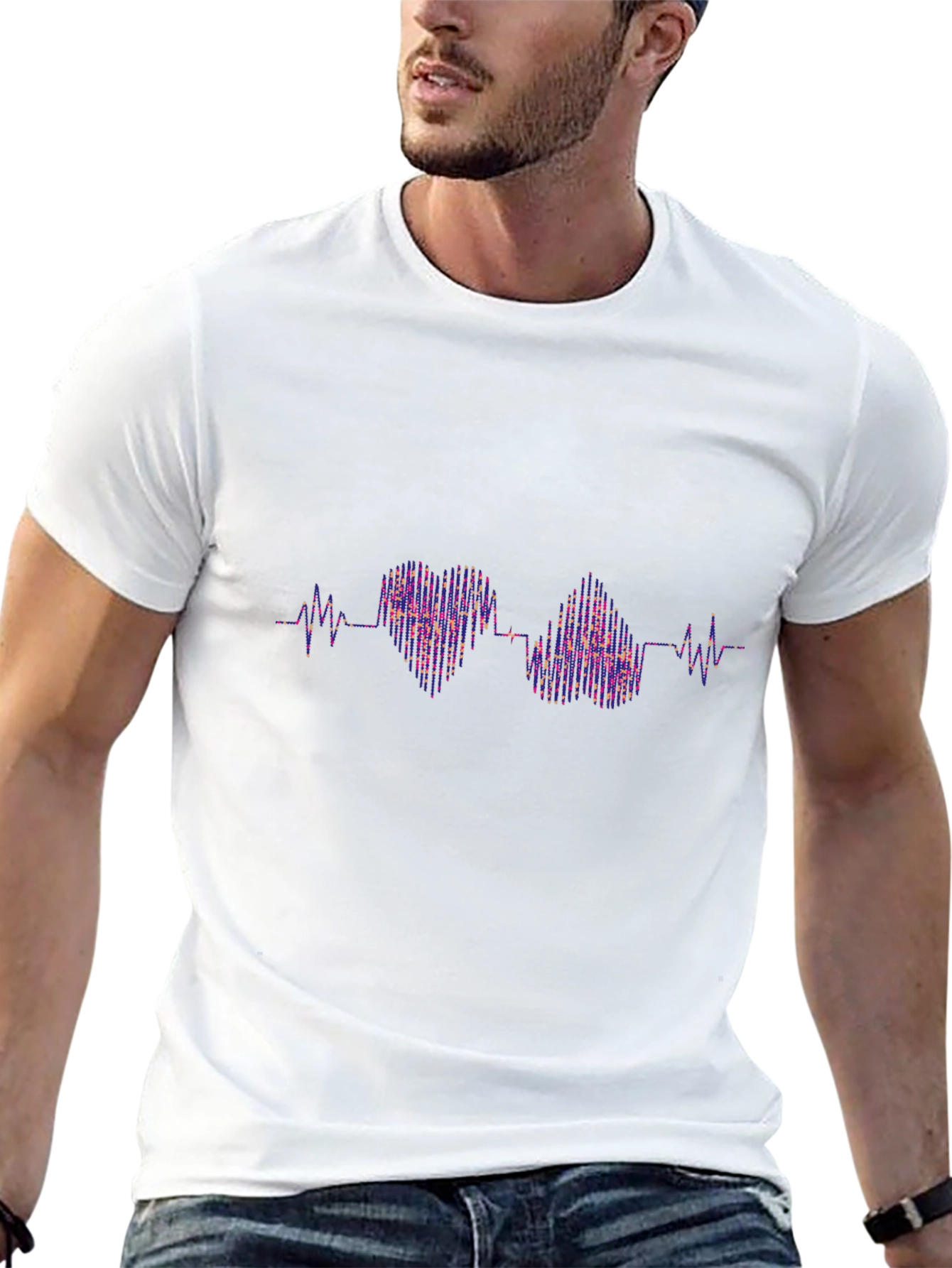 Heartbeat Pulse Love T-Shirt - Black