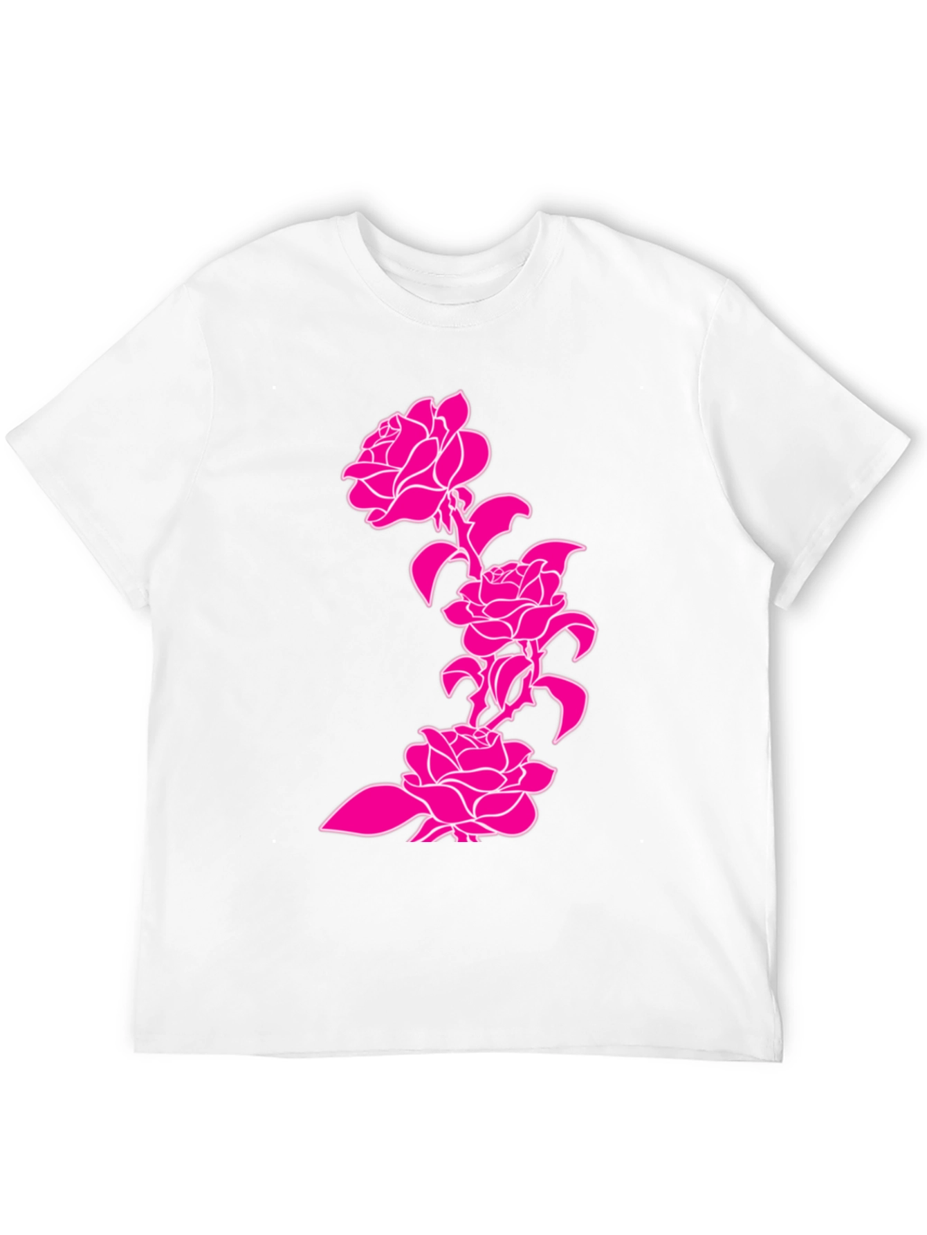 Black T-shirt with Pink Roses Graphic