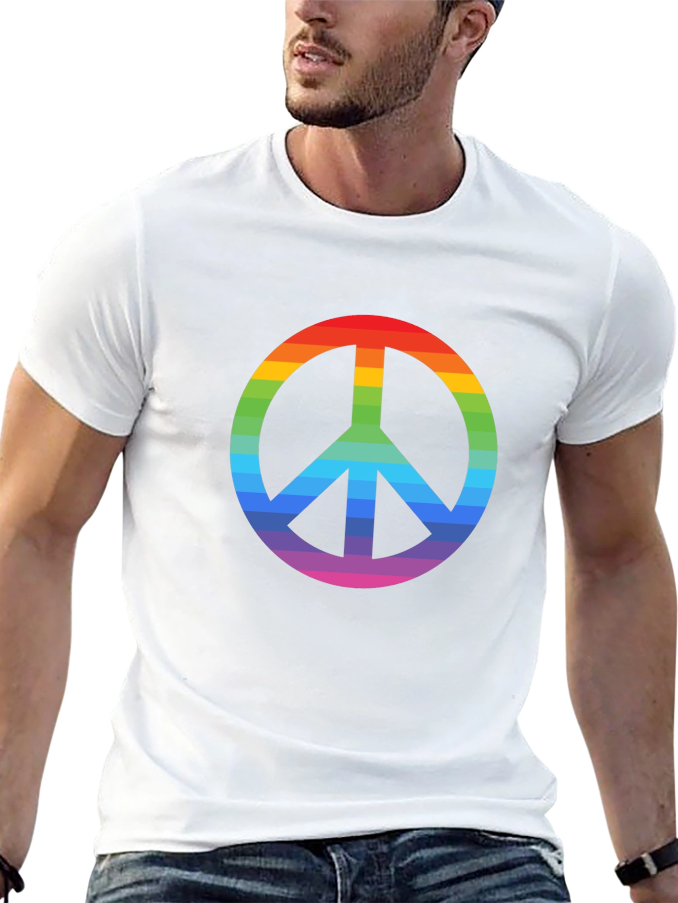 Rainbow Peace Sign Black T-Shirt