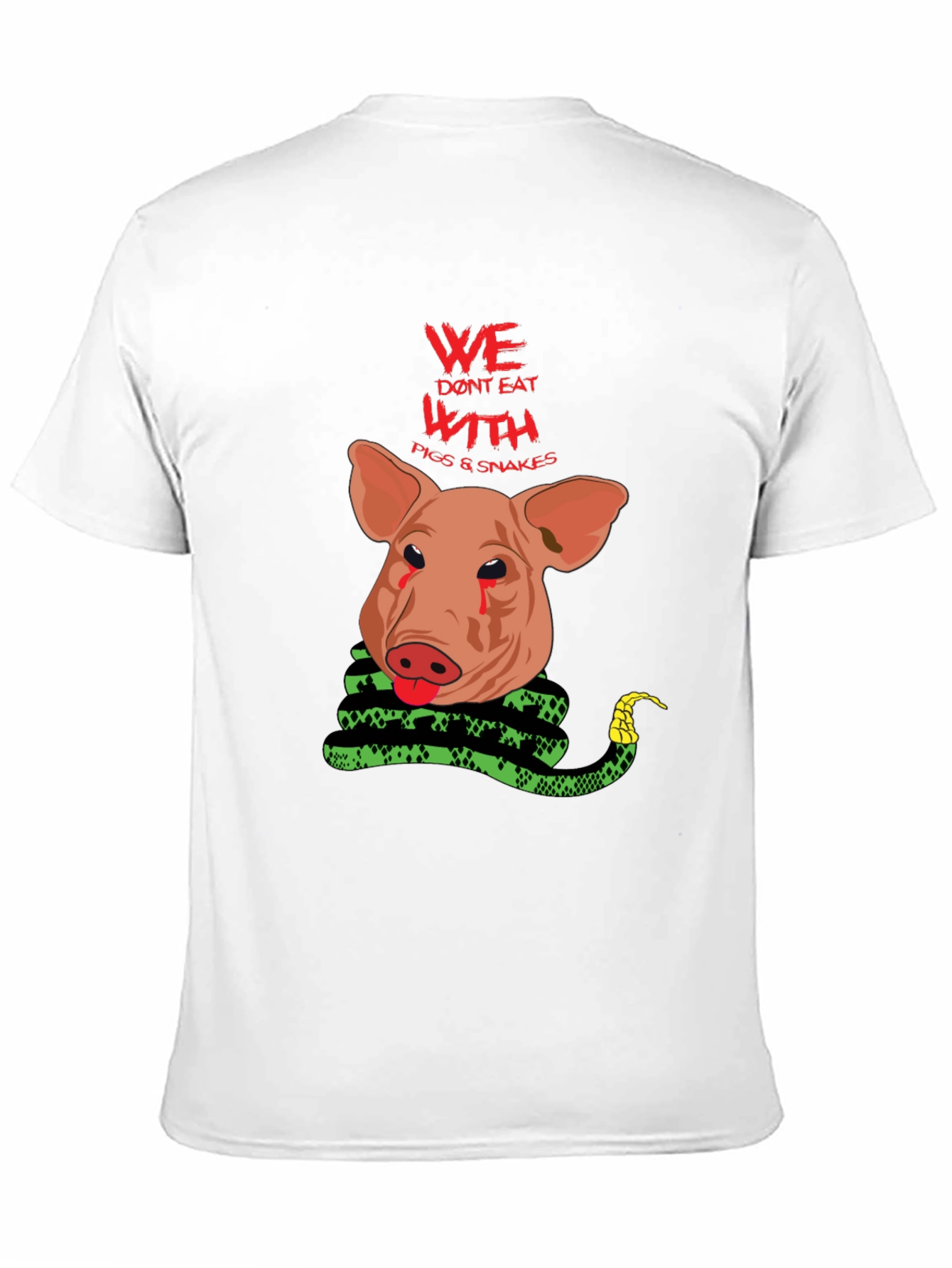 Vegan Statement Tee: Pig and Snake Graphic