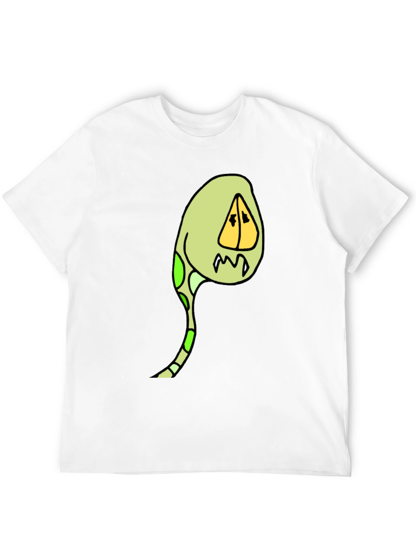 Cartoon Creature Graphic Tee - Black Cotton Blend