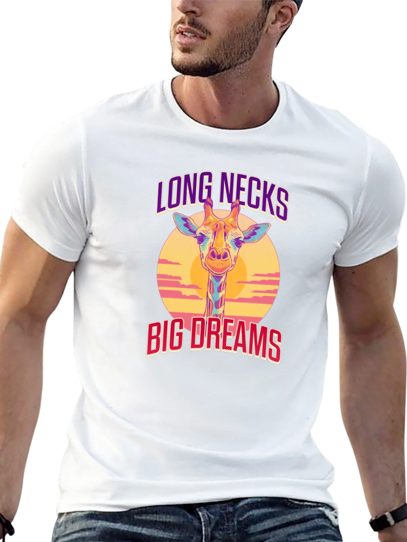 Long Necks Big Dreams Giraffe Graphic Tee