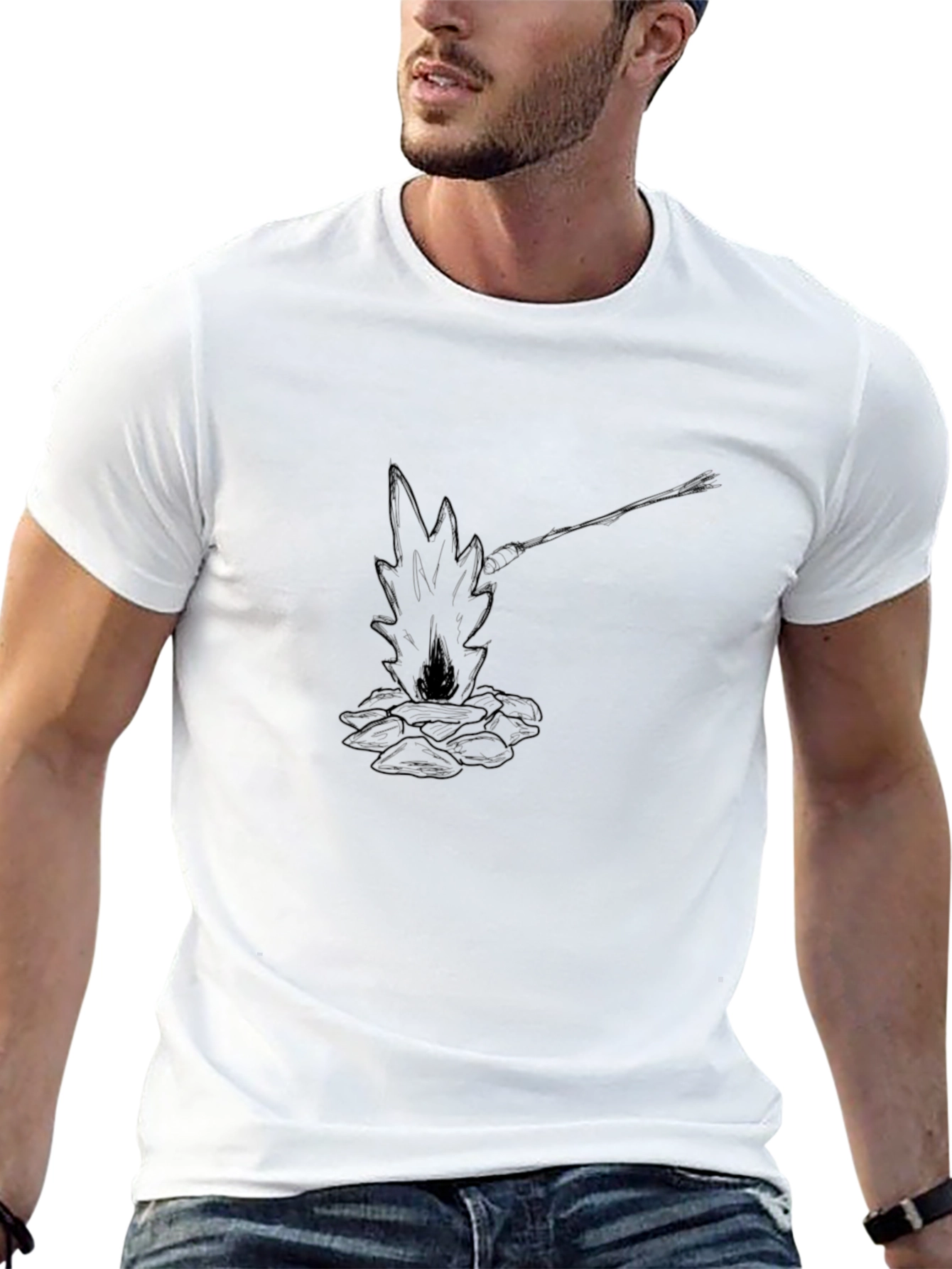 Campfire Graphic T-Shirt - Black Cotton Tee