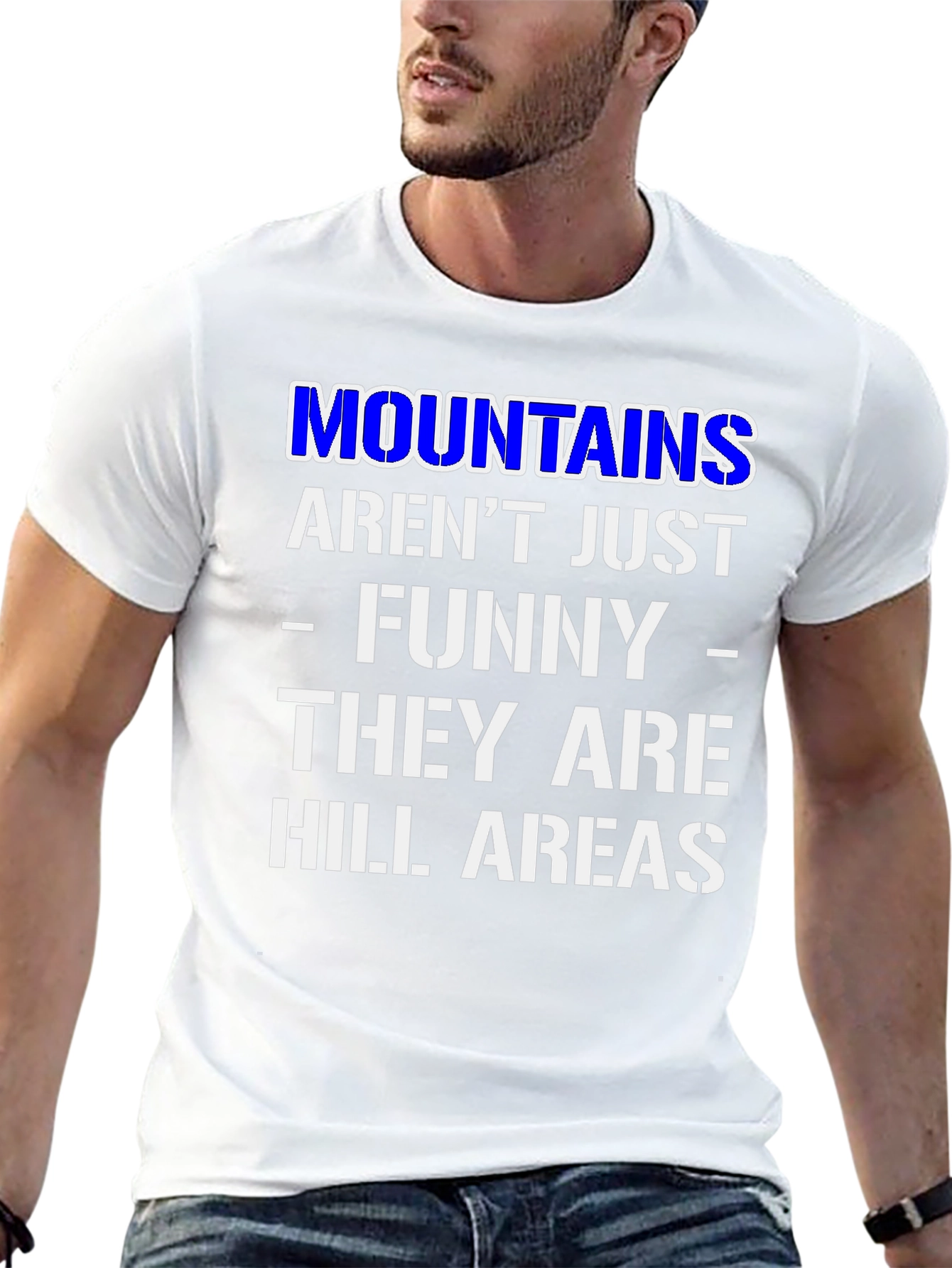Funny Mountains Hill Areas Black T-Shirt