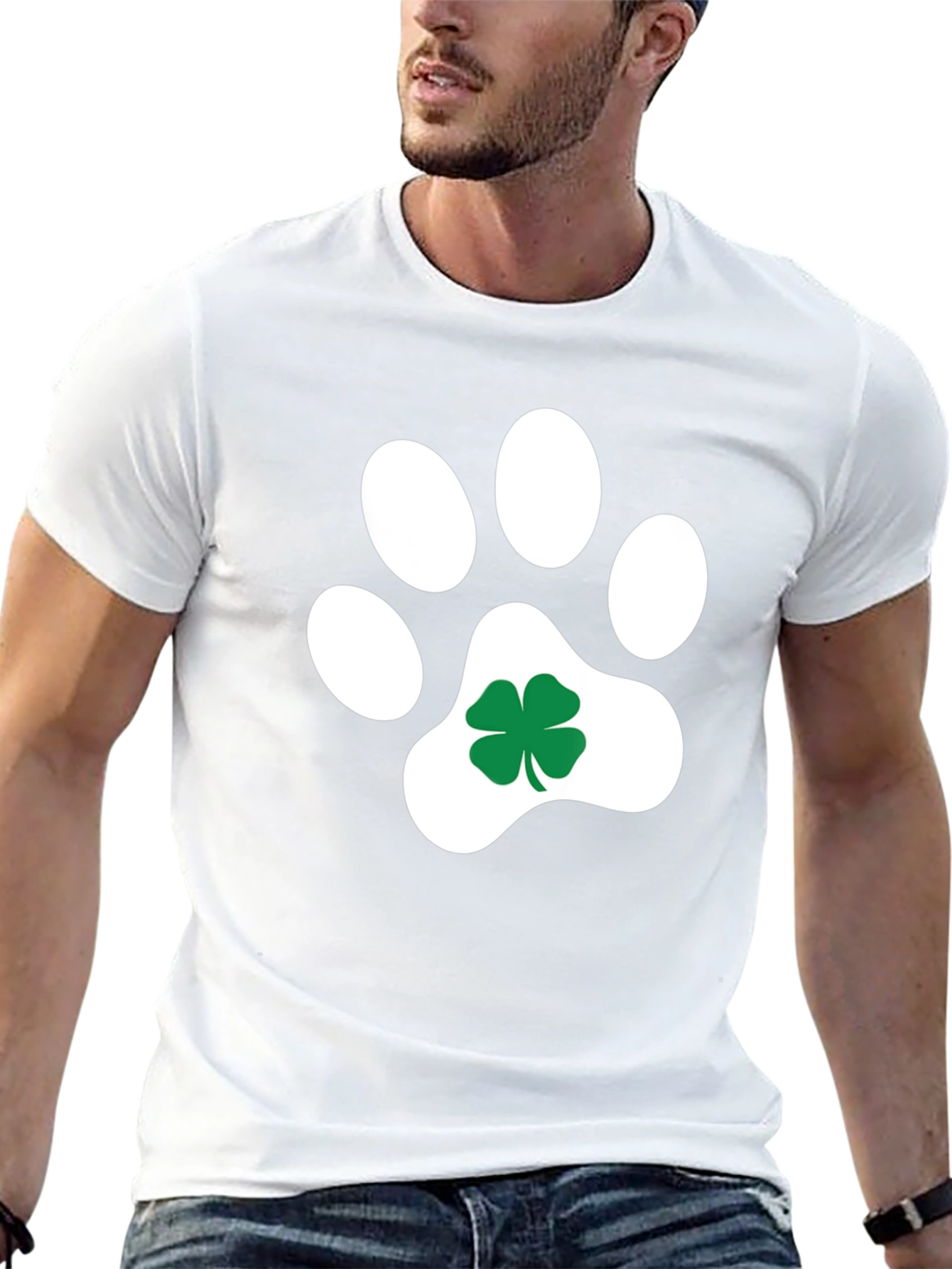 Shamrock Paw Print Graphic Tee - Black