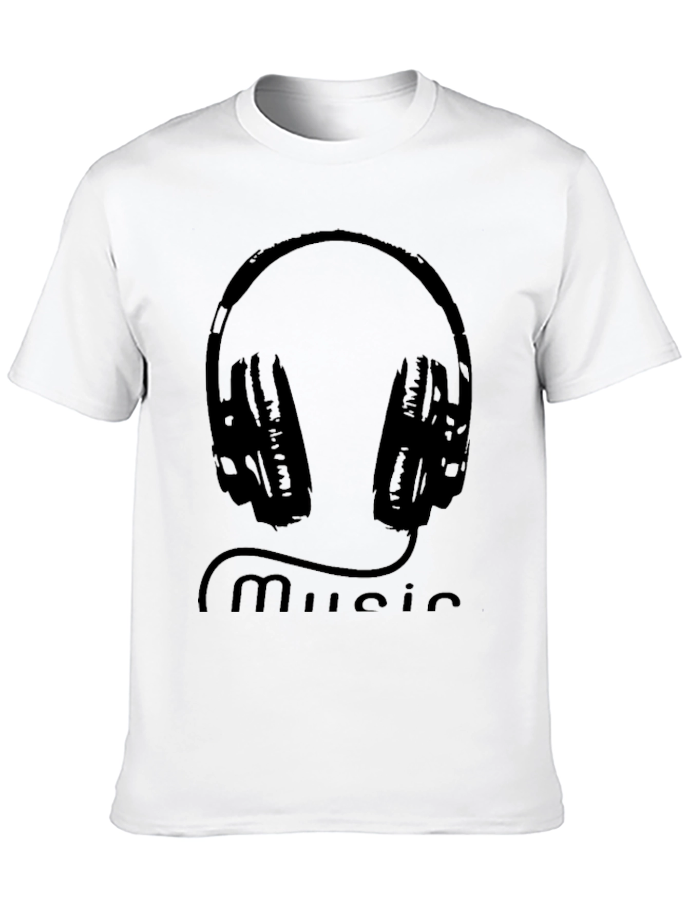 Music Lovers Black Tee with Headphone Graphic