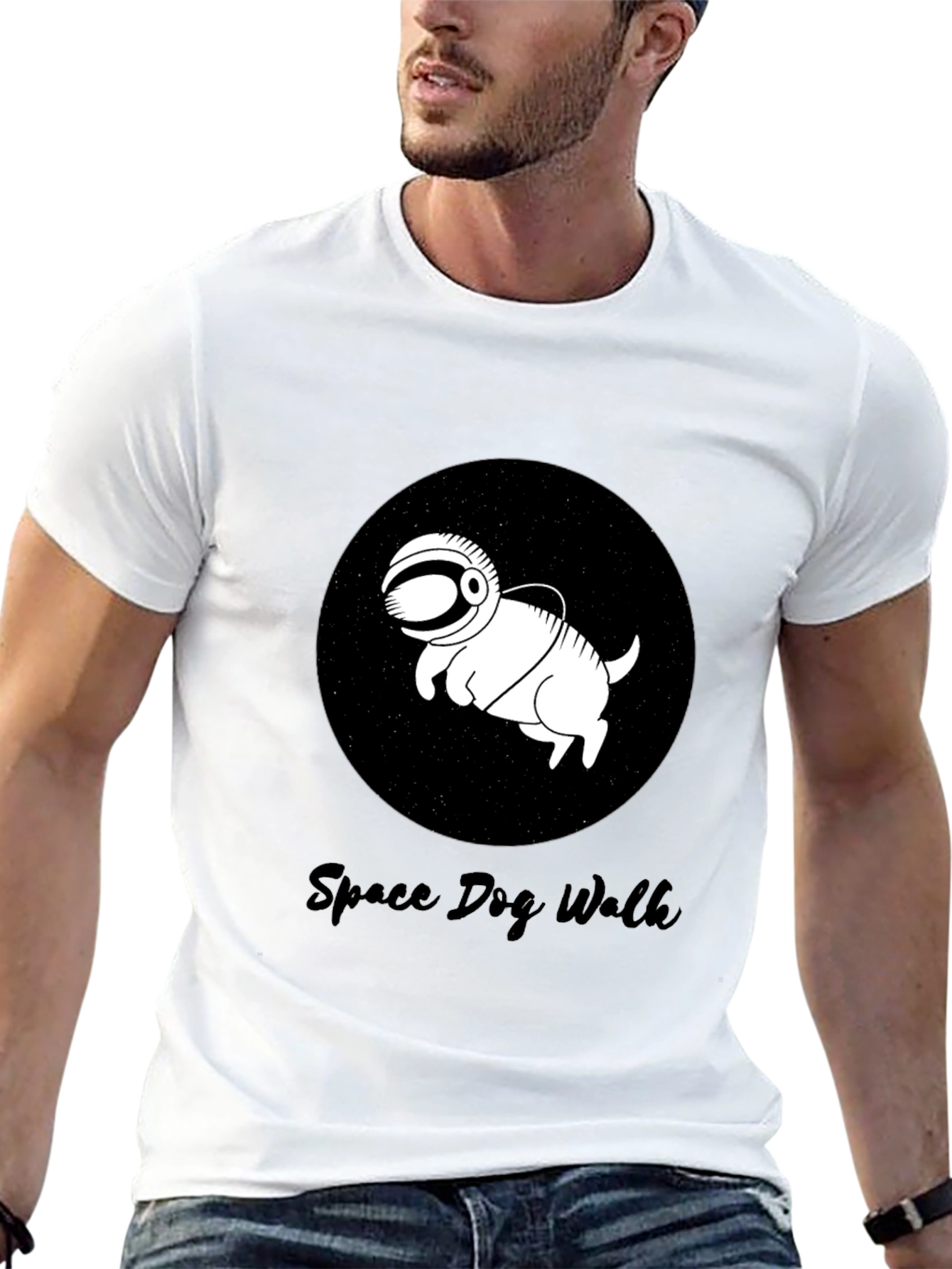 Space Dog Walk T-Shirt – Funny Astronaut Dog Graphic Tee Gift