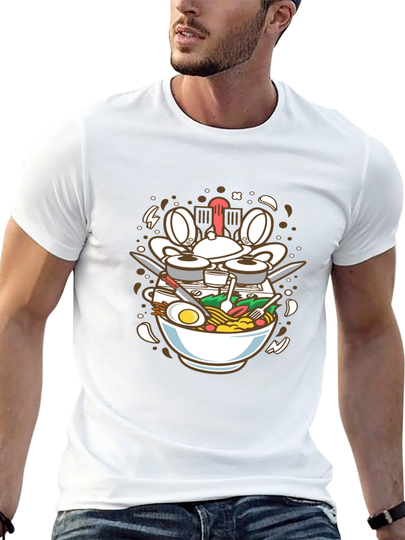 Ramen Drummer T-Shirt - Foodie Music Lover Tee