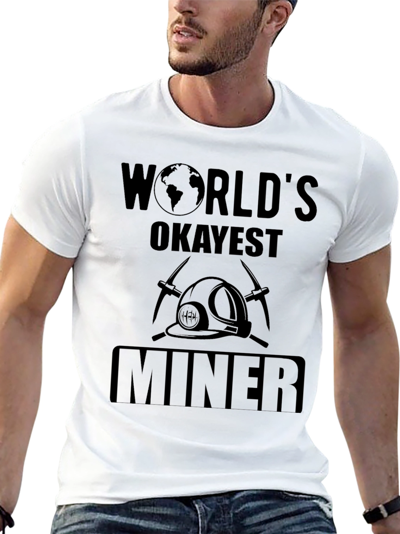 Worlds Okayest Miner Black Graphic T-Shirt