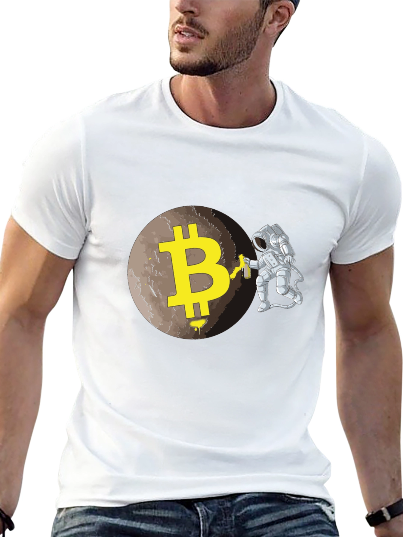 Bitcoin Moon Astronaut Graphic T-Shirt