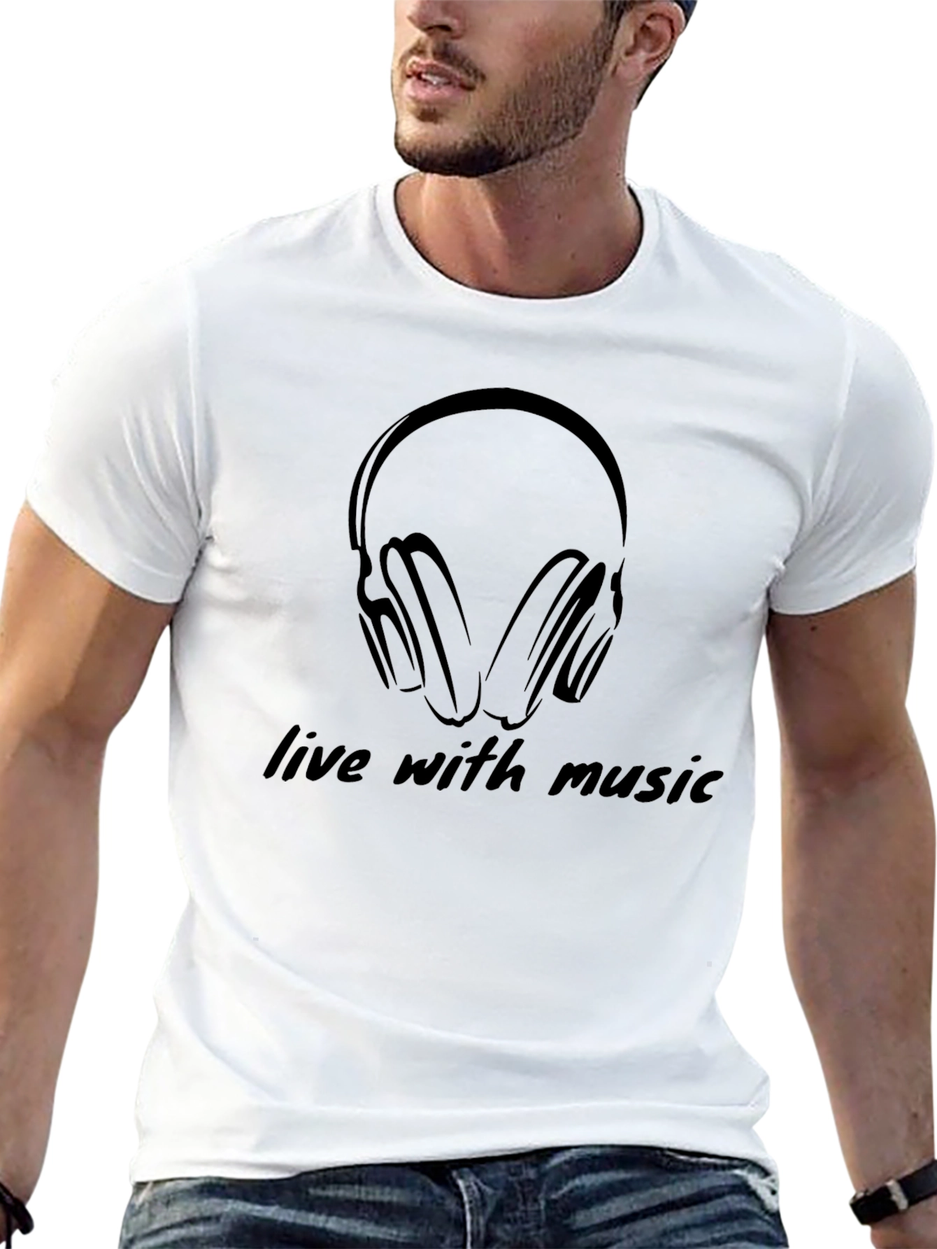 Live with Music - Black Graphic Tee