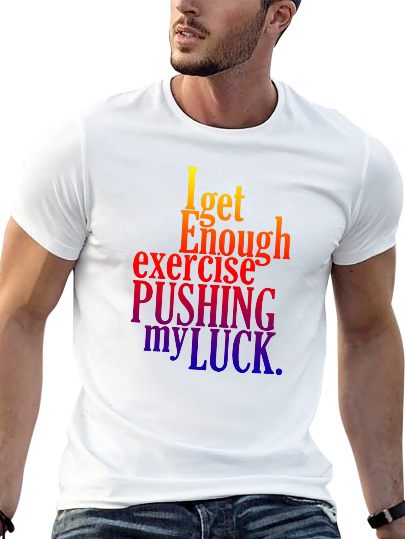 Funny Exercise Pushing My Luck Black T-Shirt