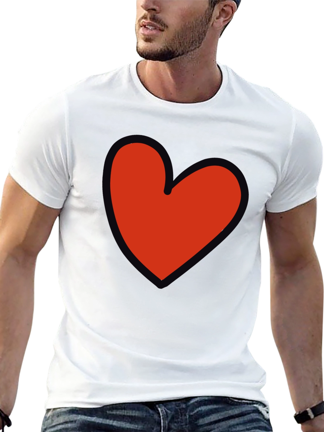 Heart Graphic T-Shirt - Black Casual Tee