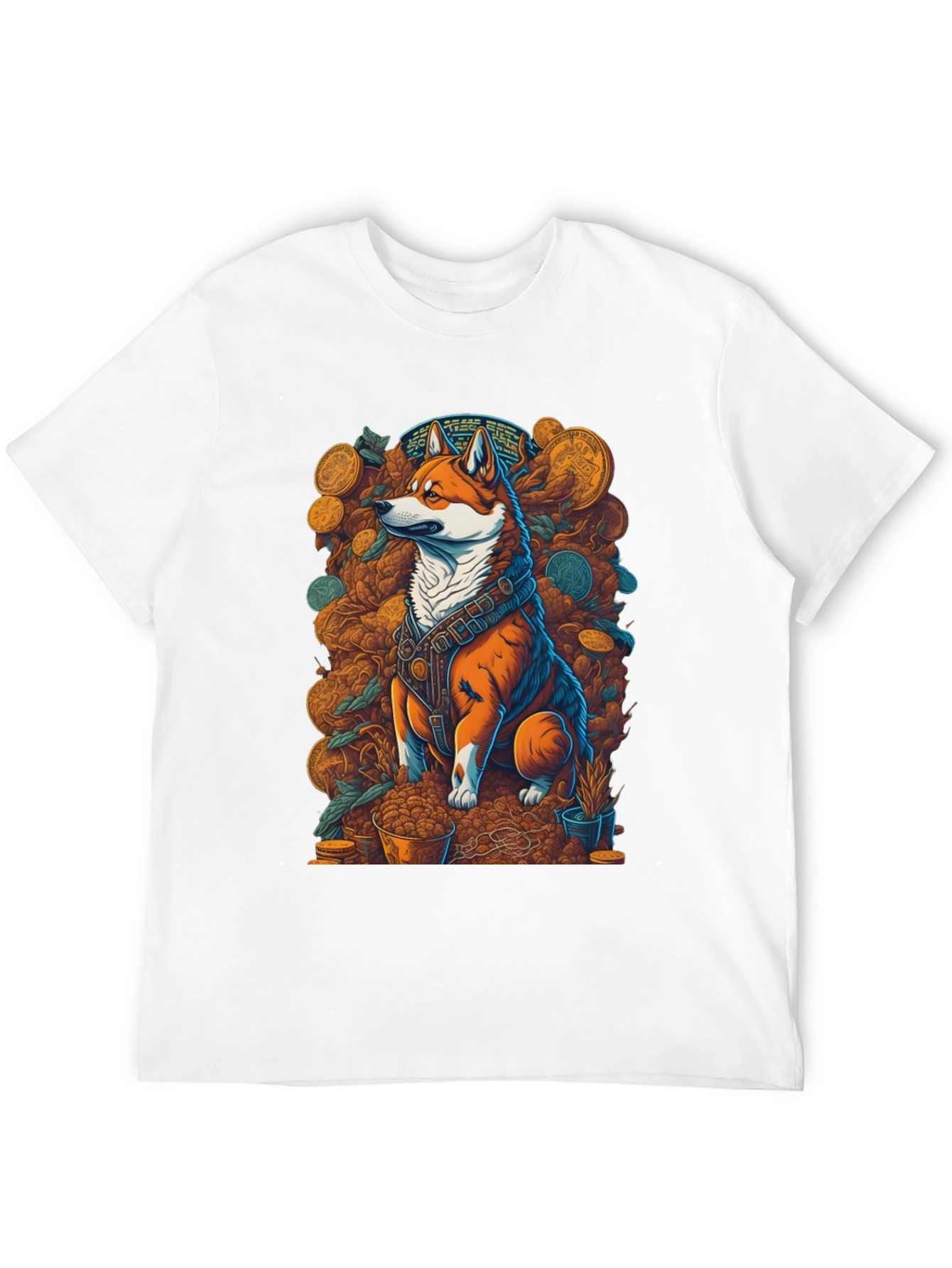 Shiba Inu Crypto King T-Shirt – Artistic Dogecoin Style Graphic Tee
