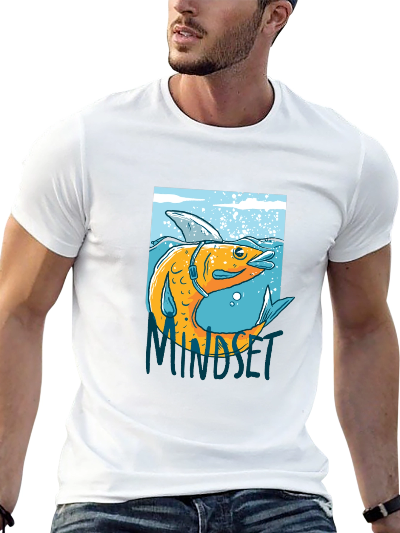 Fish Mindset Graphic Black T-Shirt