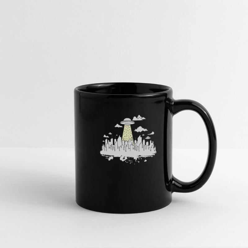 Skyline with Ufo Building City Silhouette