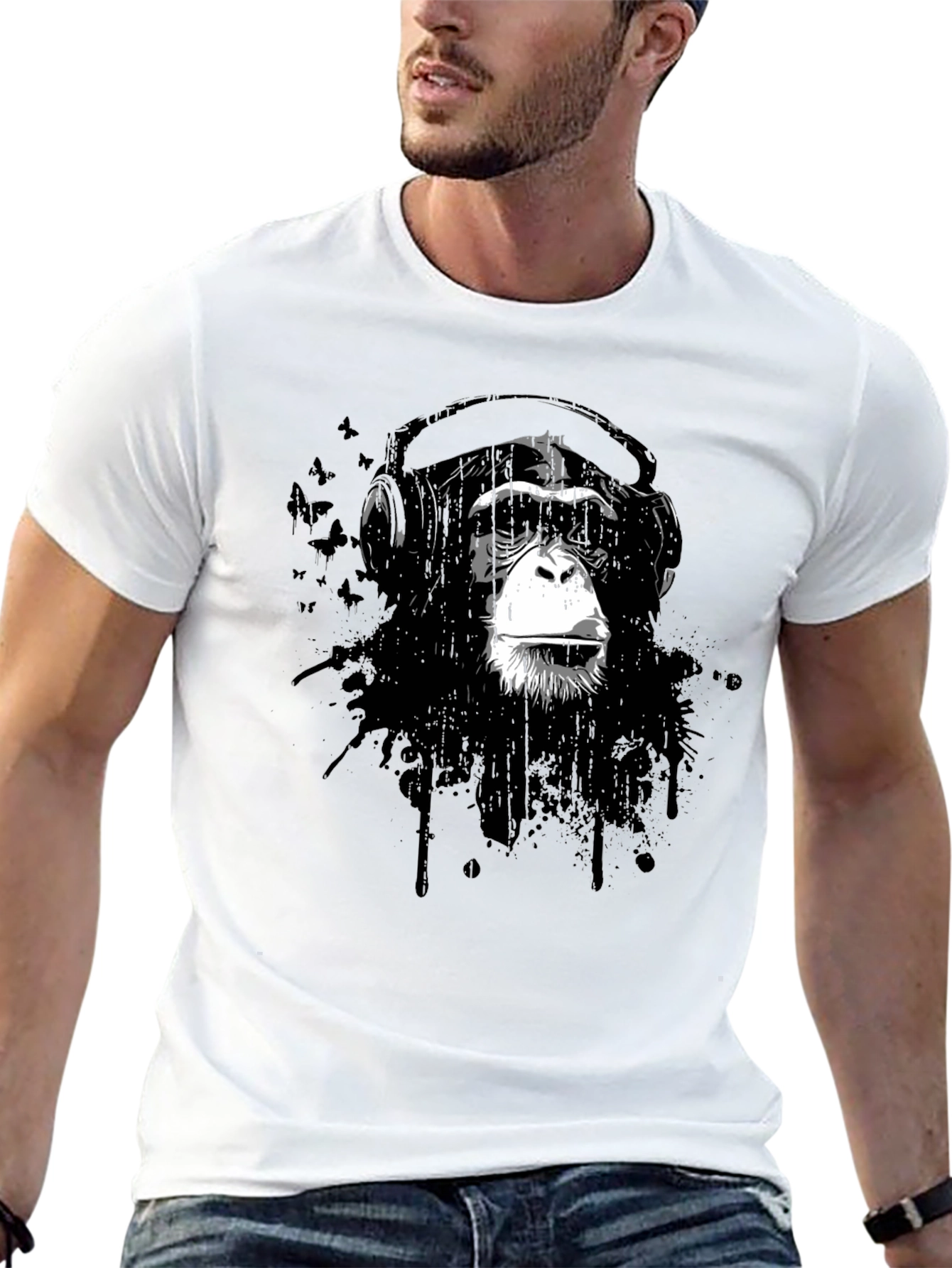Cool Monkey Headphone Graphic T-Shirt