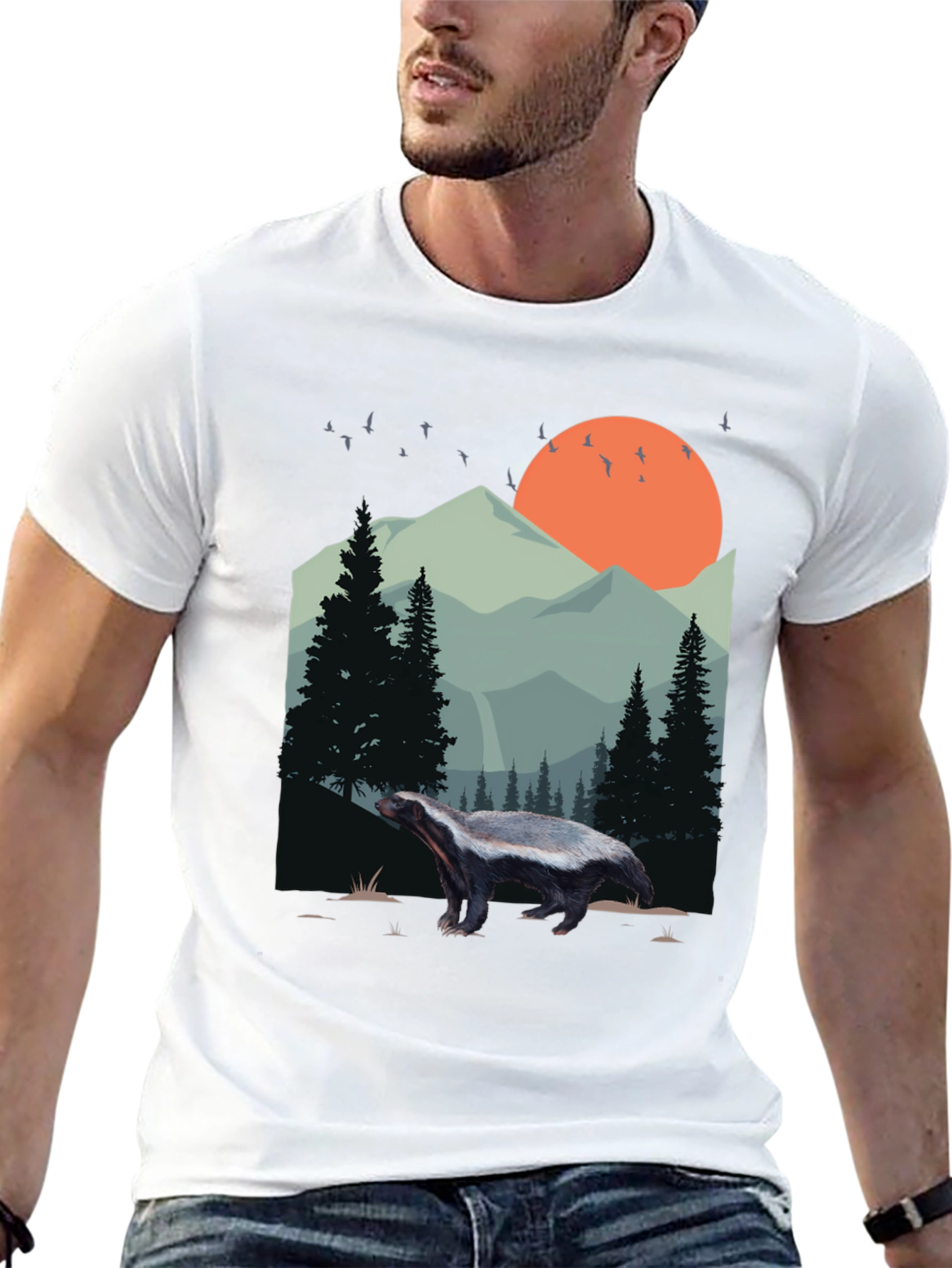 Wildlife Badger Graphic Tee - Nature Lover Shirt