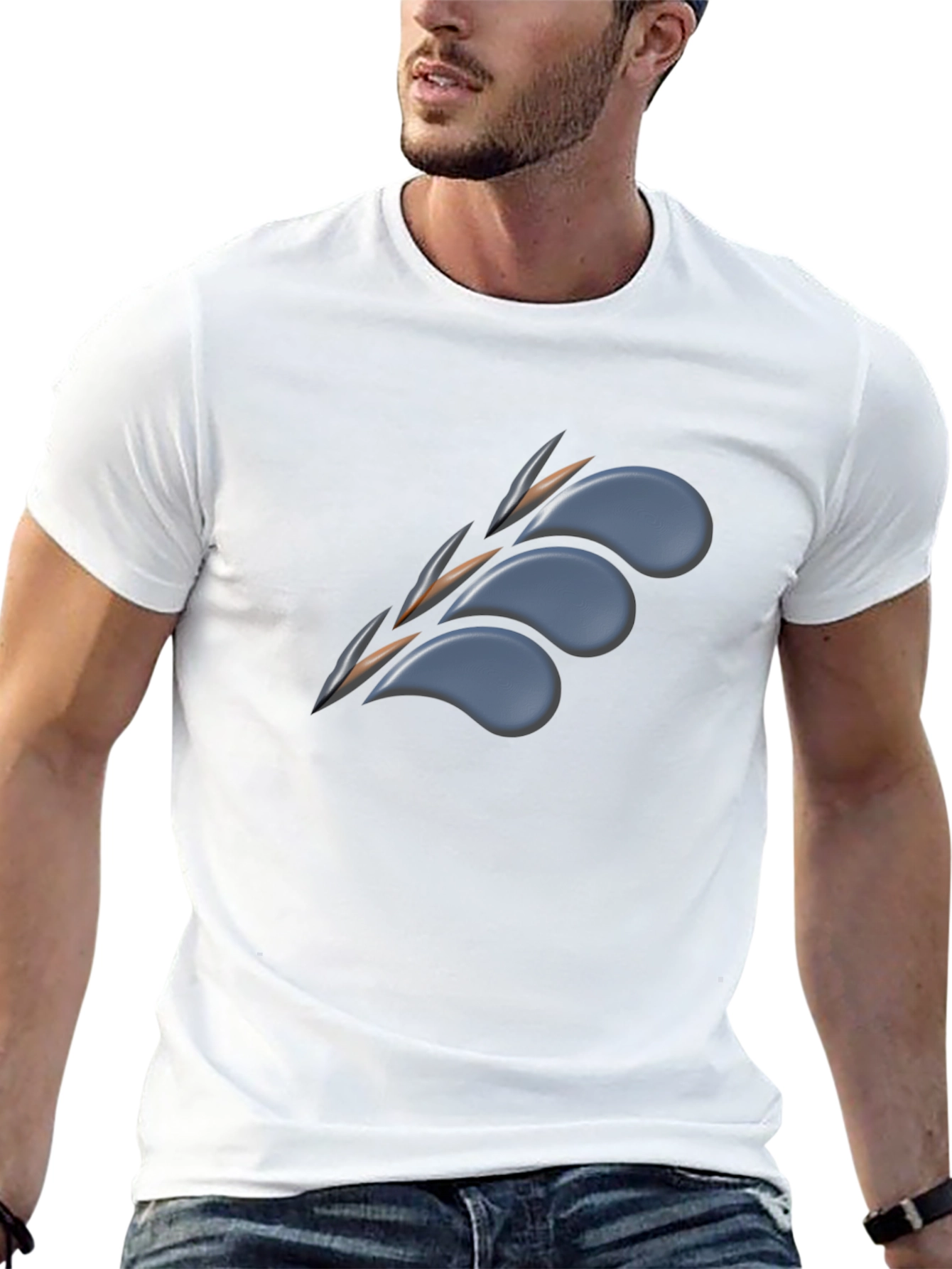 Mens Black Graphic Tee - Claw Mark Design