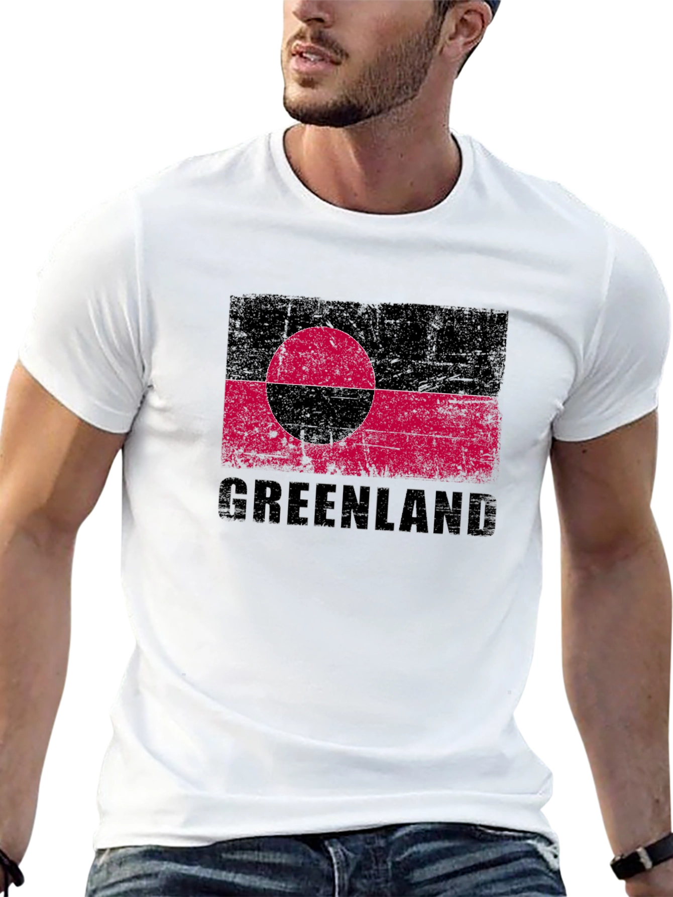 Greenland Flag T-Shirt - Distressed Graphic Tee