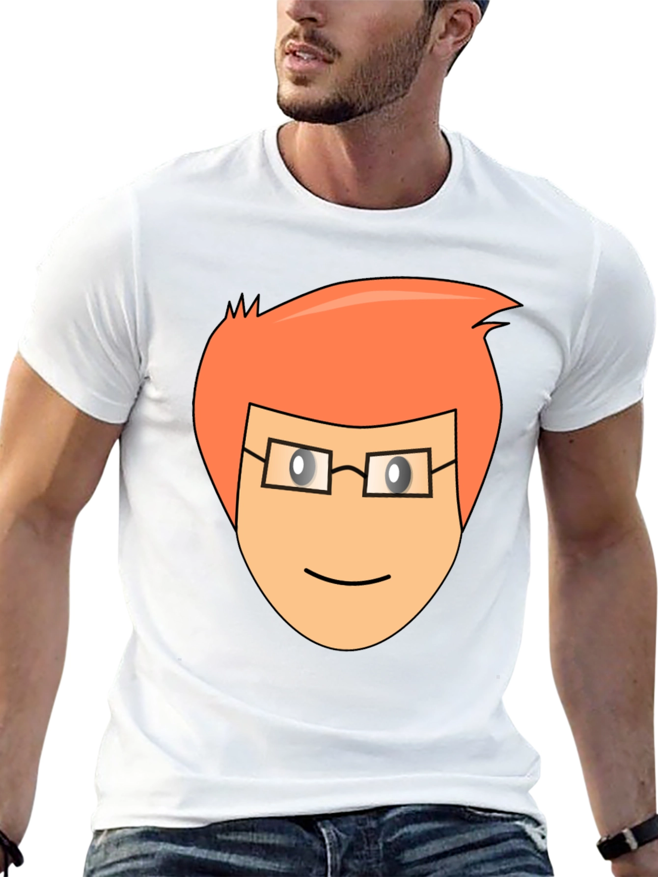 Cartoon Face Graphic Tee - Black Casual T-Shirt