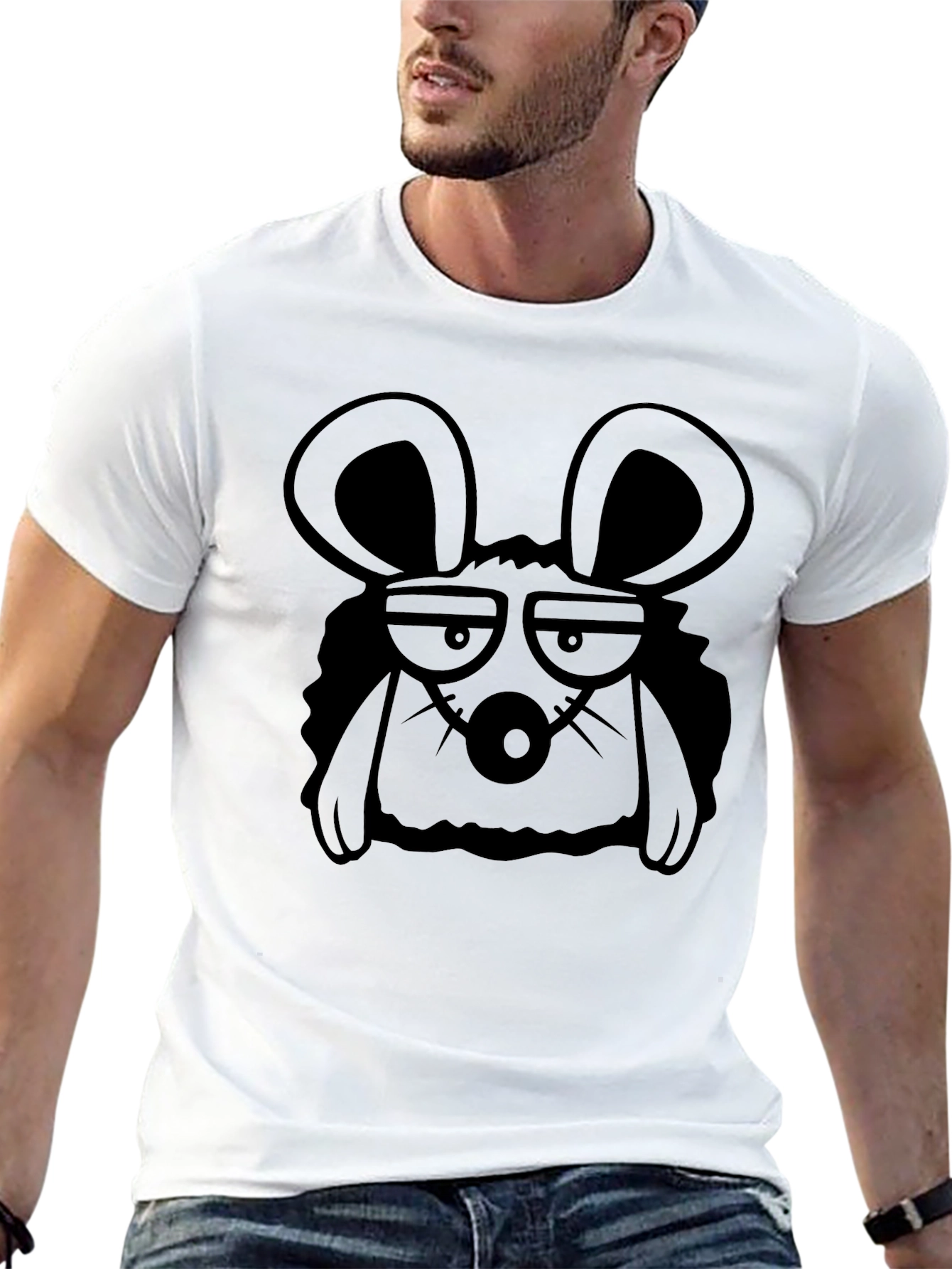 Grumpy Mouse Graphic Tee - Black Cotton T-Shirt